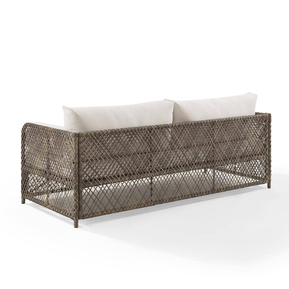 Granite Bay White Wicker Three-Seat Outdoor Sofa