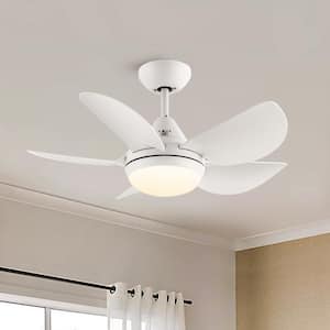 30 in. Indoor Integrated LED White Small Ceiling Fan with Light Kit and Remote Control