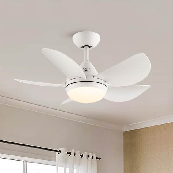 YUHAO 30 in. Indoor Integrated LED White Small Ceiling Fan with Light Kit and Remote Control