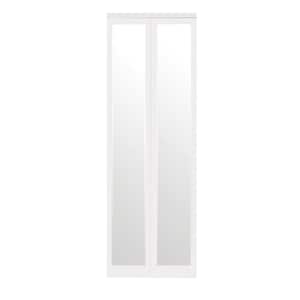 24 in. x 96 in. Mir-Mel Mirror Solid Core Primed MDF Full-Lite Interior Closet Wood Bi-Fold Door with White Trim