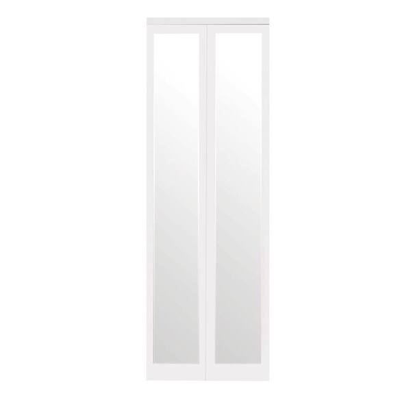 Impact Plus 30 In X 96 Mir Mel Mirror Solid Core Primed Mdf Full Lite Interior Closet Wood Bi Fold Door With White Trim Bm42 3096w The Home Depot Impact Plus 30 In X 96 Mir Mel, Bifold Mirror Doors 30