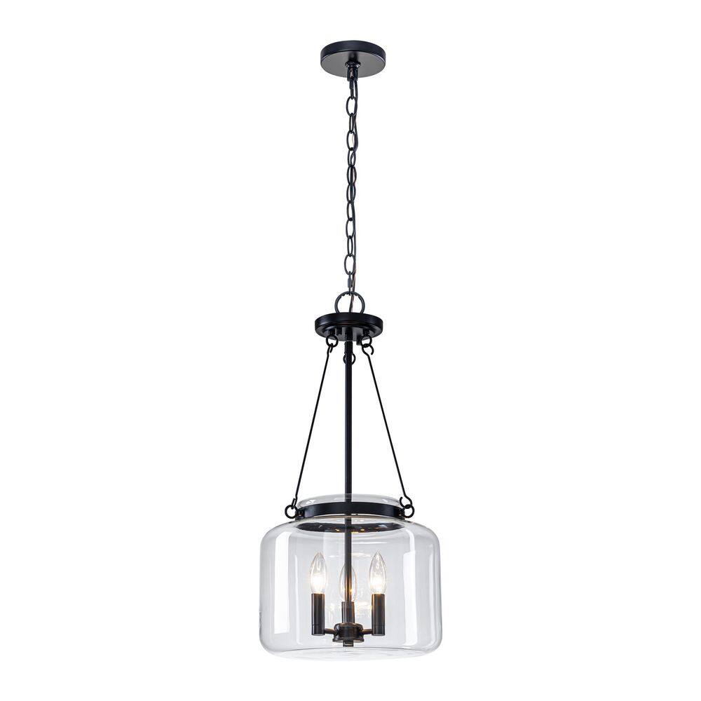 Black 3-Light Clear Glass Pendant Light for Kitchen Island Dining Room Entryway Adjustable Chain Chandelier Fixture price history on PriceWatchPro