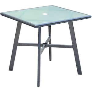 All-Weather Commercial 30 in. Square Aluminum Outdoor Glass Top Bistro Table