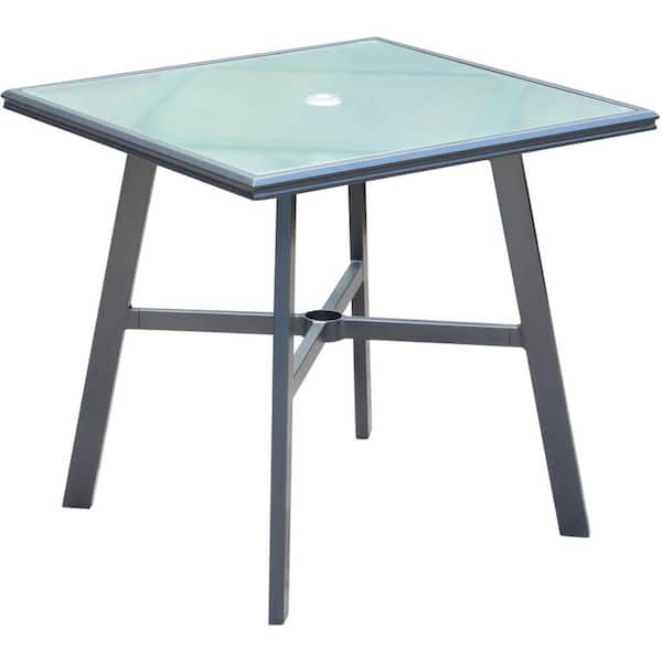 Hanover All-Weather Commercial 30 in. Square Aluminum Outdoor Glass Top Bistro Table