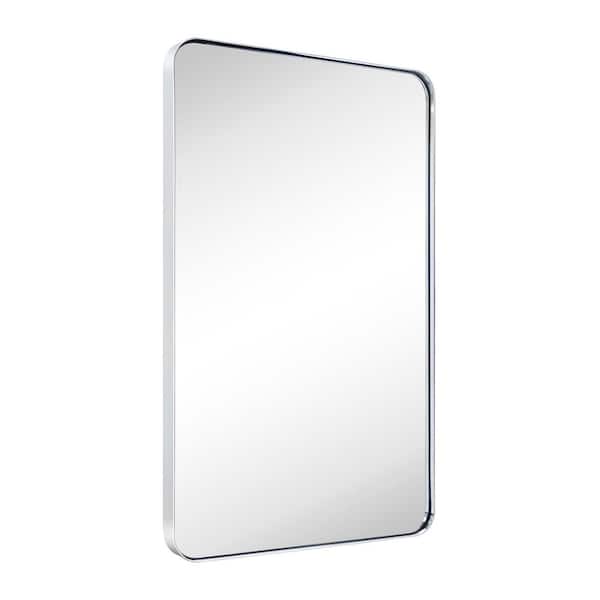 Kengston 24 in. W x 36 in. H Large Rectangular Metal Framed Wall Mounted Bathroom Vanity Mirror in Polished Nickel