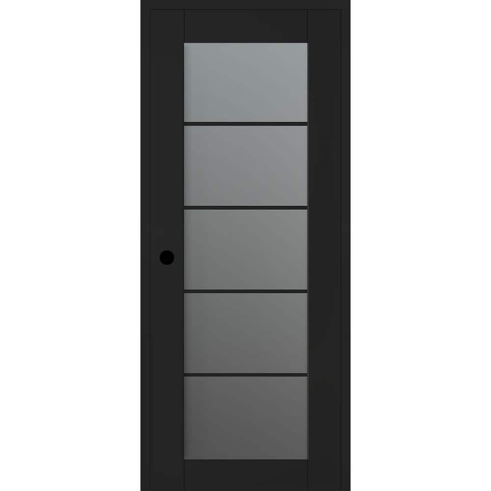 Avon 5 Lite N DIY-Friendly 32 in. х 80 in. Right-Hand Frosted Glass Black Matte Composite Single Prehung Interior Door price history on PriceWatchPro