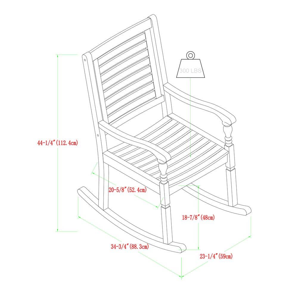 Brown Acacia Wood Outdoor Rocking Chair with Arms