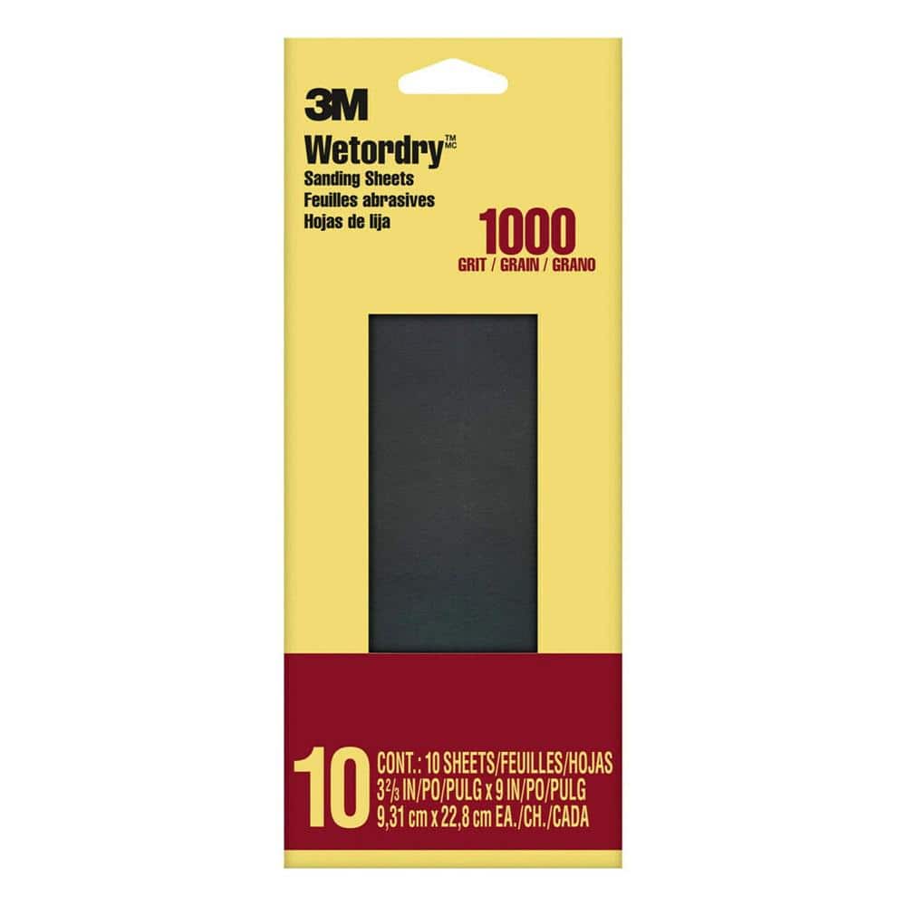 3M 3.7 in. x in. Ultra Fine 1000-Grit Sheet Sandpaper (10-Sheets/Pack)  5923-18-CC The Home Depot