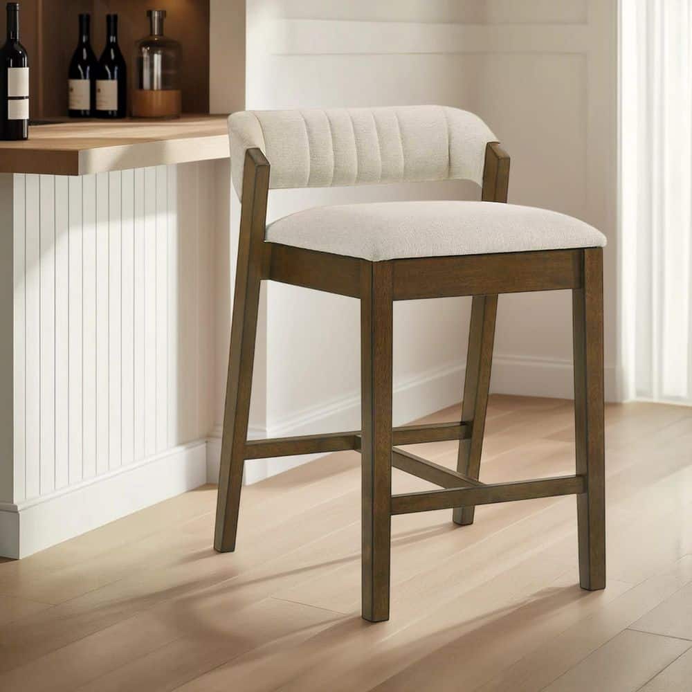 Armen Living Landyn 30 in. Ecru/Sepia Brown Rubberwood Bar