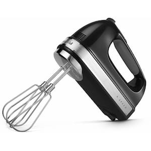 9-Speed Onyx Black Hand Mixer with Beater and Whisk Attachments