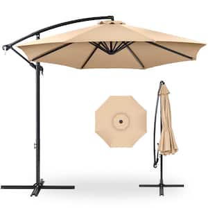 10 ft. Aluminum Offset Round Cantilever Patio Umbrella with Easy Tilt Adjustment in Sand