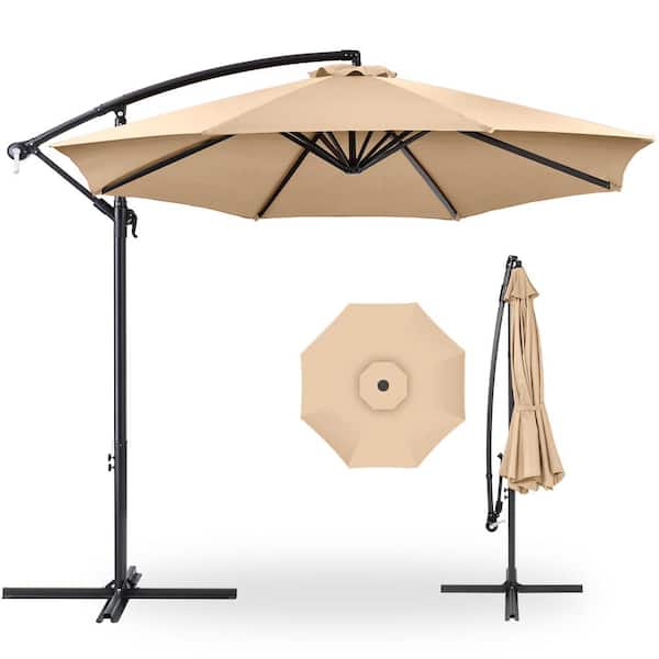 Best Choice Products 10 ft. Aluminum Offset Round Cantilever Patio Umbrella with Easy Tilt Adjustment in Sand