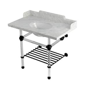 Pemberton 36 in. Marble Console Sink with Acrylic Legs in Marble White Matte Black