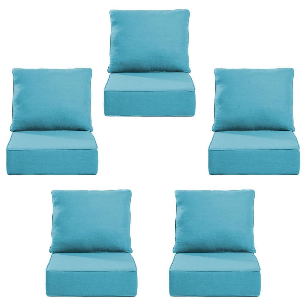 24 in. x 24 in. x 6 in. 10-Piece Olefin Deep Thick Seating Outdoor Lounge Chair Sofa Replacement Cushion in Light Blue price history on PriceWatchPro