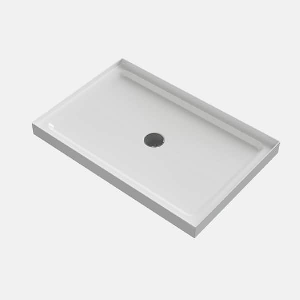 LORDEAR 32 in. W x 48 in. L Alcove Shower Pan Base Single with Center Drain in Gloss White
