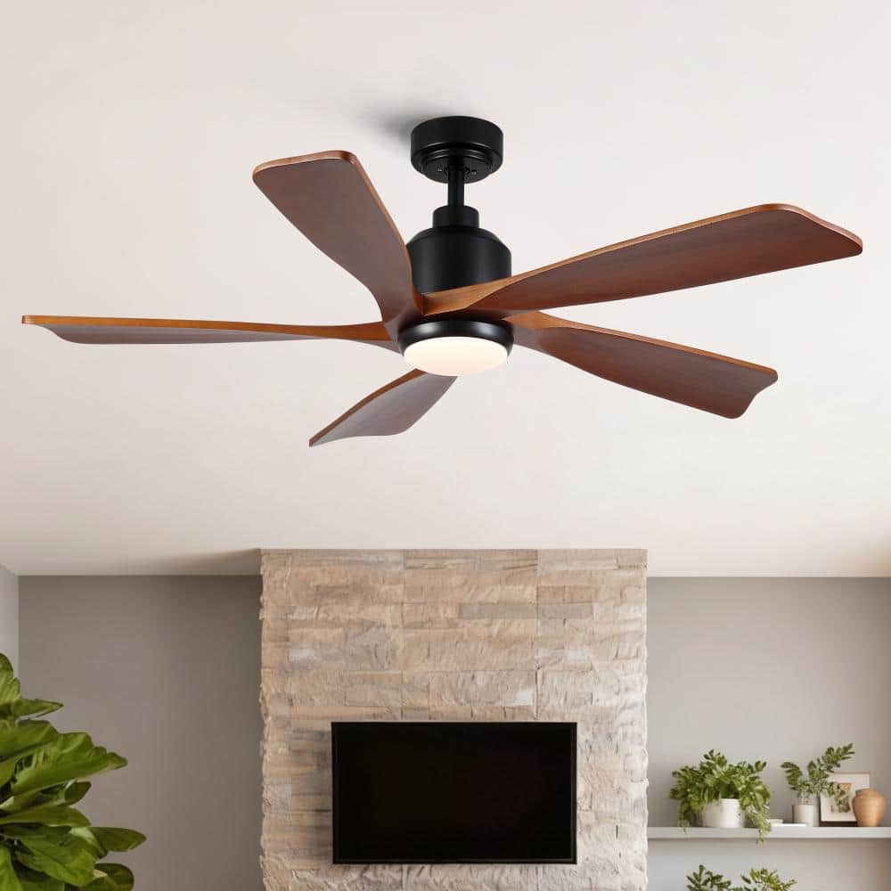 52 in. Modern Farmhouse Solid Wood Black Ceiling Fan with Light, Quiet DC Motor price history on PriceWatchPro