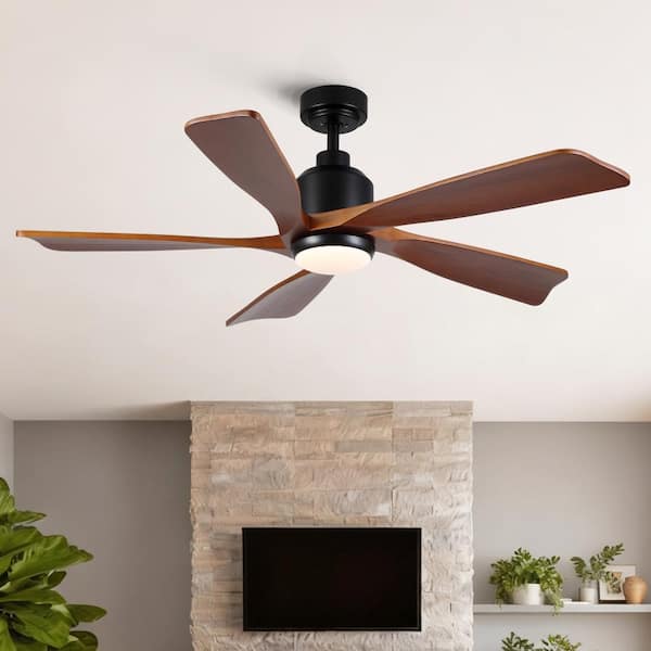 52 in. Black Reversible Quiet DC Motor Downrod Mount Standard Fan with Remote Control Dimmable 6 Wind Speed