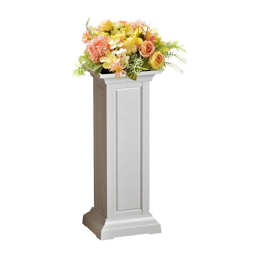 White Wood Rectangles Outdoor Mobile Raised Garden Bed with Wheels ...