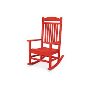 Grant Park Sunset Red Plastic Outdoor Rocking Patio Chair