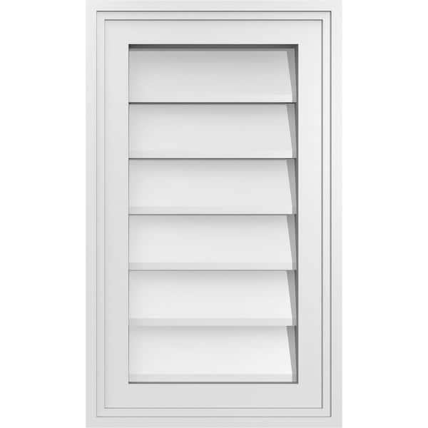 Ekena Millwork 12 in. x 20 in. Vertical Surface Mount PVC Gable Vent: Decorative with Brickmould Frame