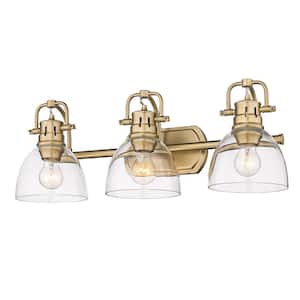 Duncan 24.5 in. 3-Light Brushed Champagne Bronze Vanity Light with Clear Glass Shades