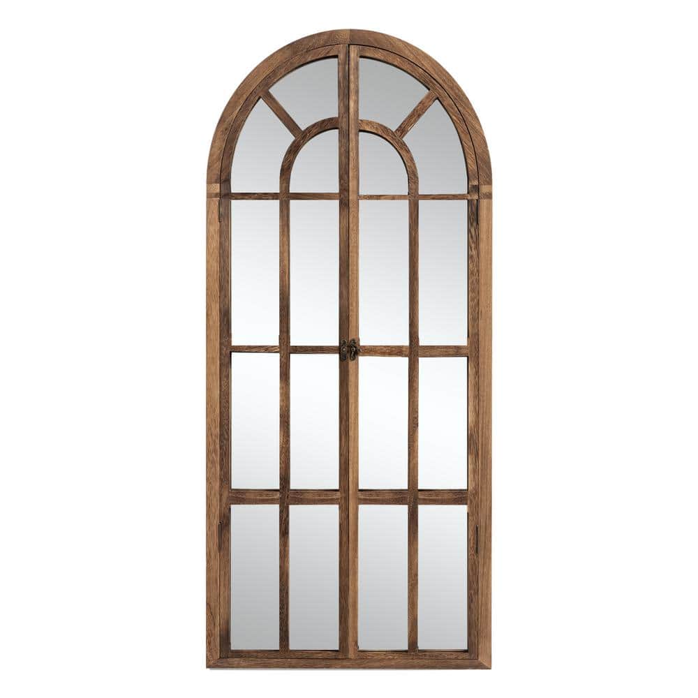 Farmhouse 31.5 in. W x 70.9 in. H Arched Wood Framed Full Length Mirror Wit
