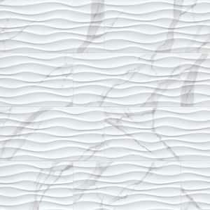 Dymo Statuary Wavy White Glossy Glazed Wall Ceramic Tile