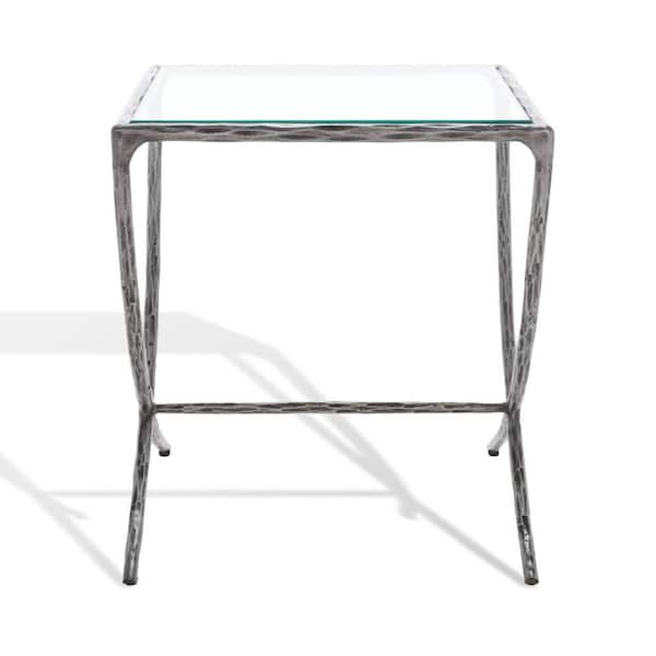 SAFAVIEH Debbie 18 in. Silver Square Glass End Table