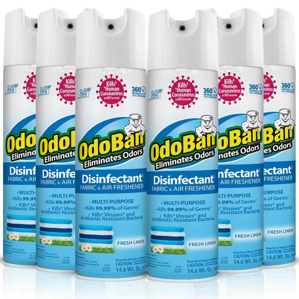 OdoBan 14.6 oz. Fresh Linen Multi-Purpose Disinfectant Spray, Sanitizer ...