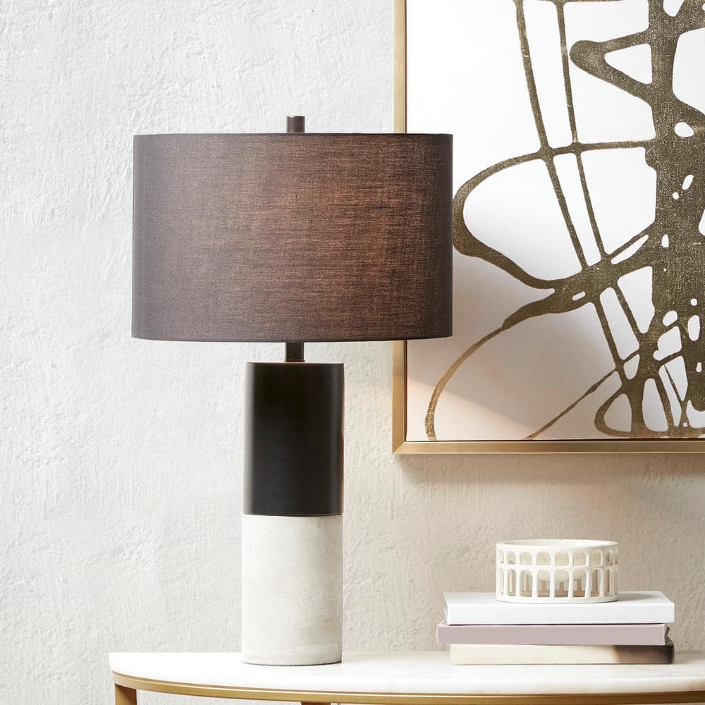 Fulton 27.5" Black Concrete and Steel Table Lamp Set