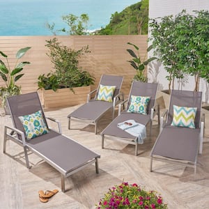 Oxton Silver Aluminum Adjustable Outdoor Chaise Lounge (4-Pack)