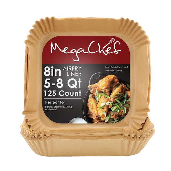 125 Piece 8 Inch 5-8 Quart Square Air Fry Parchment Paper Liners