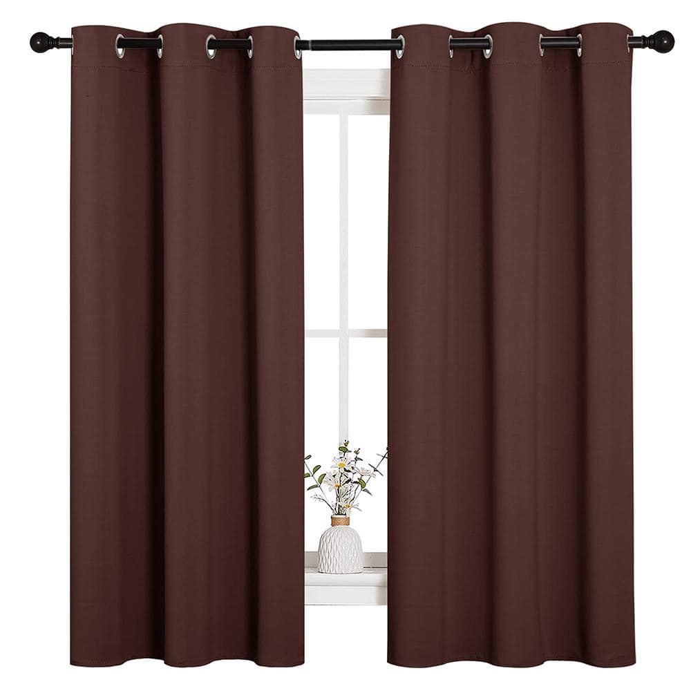 Pitch Chocolate Brown Solid 42 in. W x 63 in. L Thermal Insulated Grommet Room Darkening Curtain (Double Panel) price history on PriceWatchPro