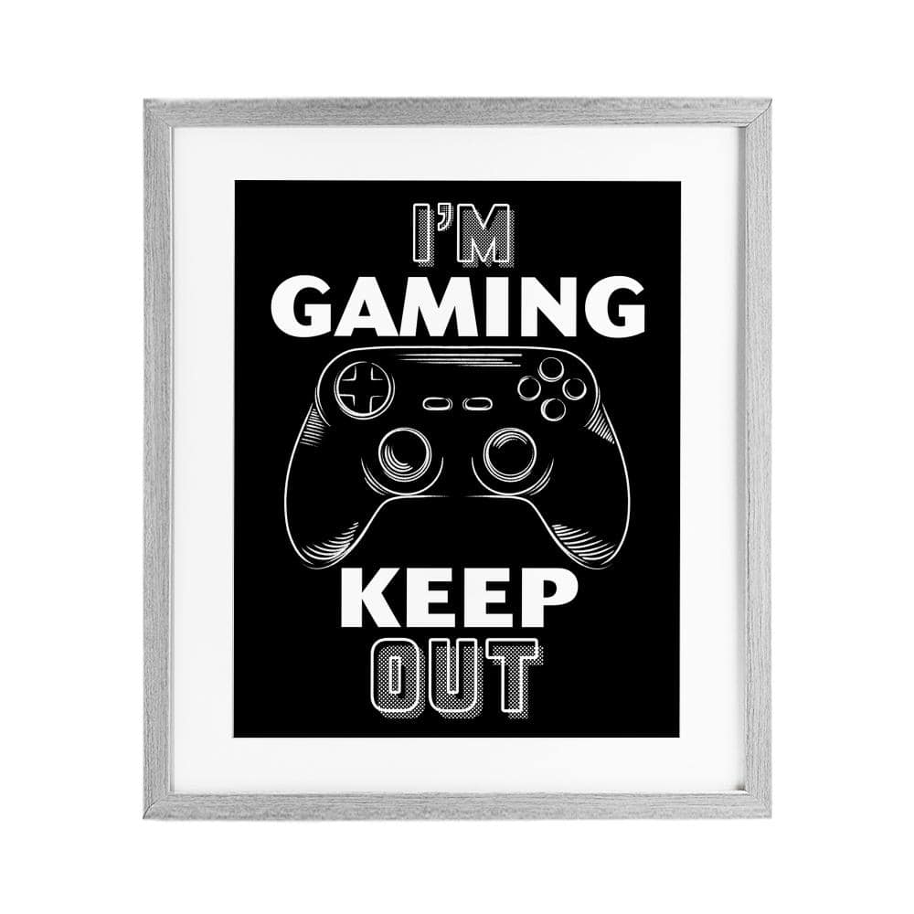 I'm Gaming Keep Out Gray Framed Print Under Glass, design by Marcus Prime