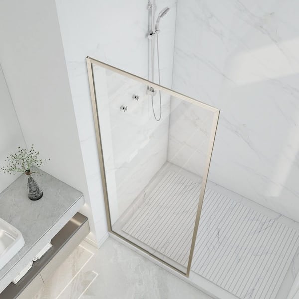 ANZZI Welle 34 in. W x 74 in. H Fixed Framed Shower Door in