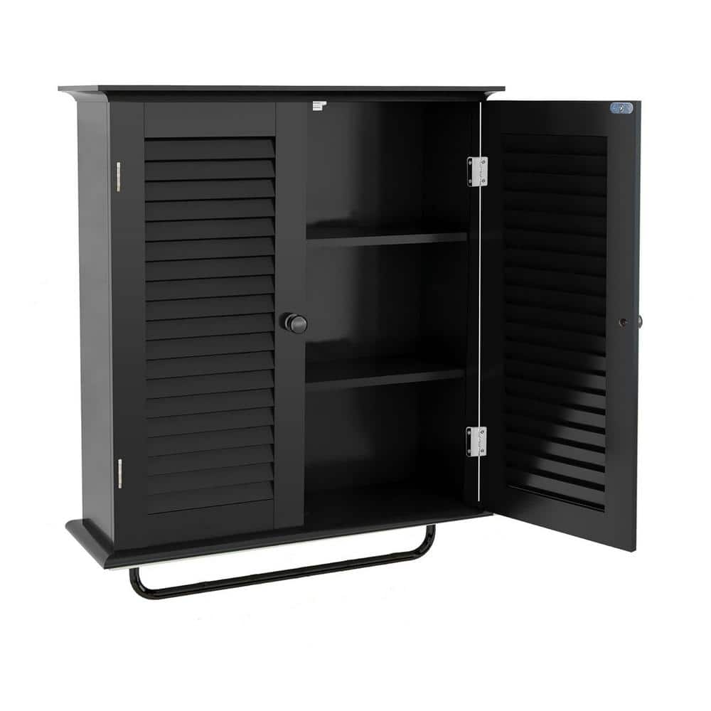 23.6 in. W x 7.7 in. D Black Decorative Wall Shelf, Bathroom Cabinet Wall M