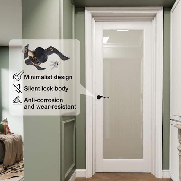 36 in. x 80 in. 1-Lite Frosted Glass Right White Solid Core MDF Single Interior Door with Separated Jamb and Lever