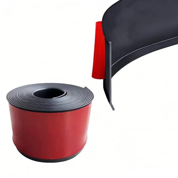 4-in. W x 240-in. D x 0.08-in. H, Black Baseboard Molding Trim Flexible PVC, Self Adhesive, Easy Peel & Stick, Toe Kicks