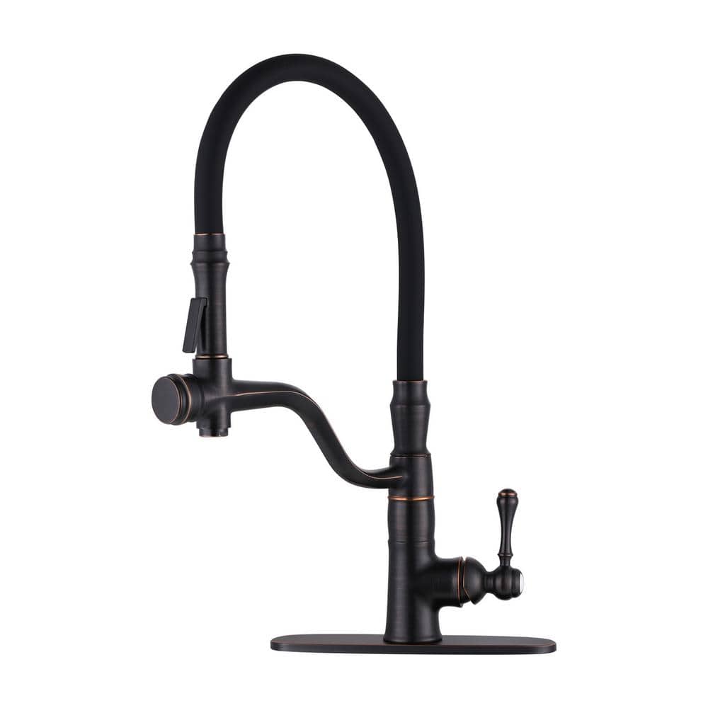 Single Handle Brass High Arc Pull Down Sprayer Kitchen Faucet with Deckplate Included in Oil Rubbed Bronze price history on PriceWatchPro