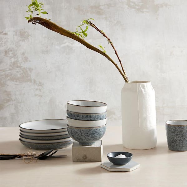 Denby Studio Grey/White Medium Coupe Plate (Set of 4) STG-004W/4