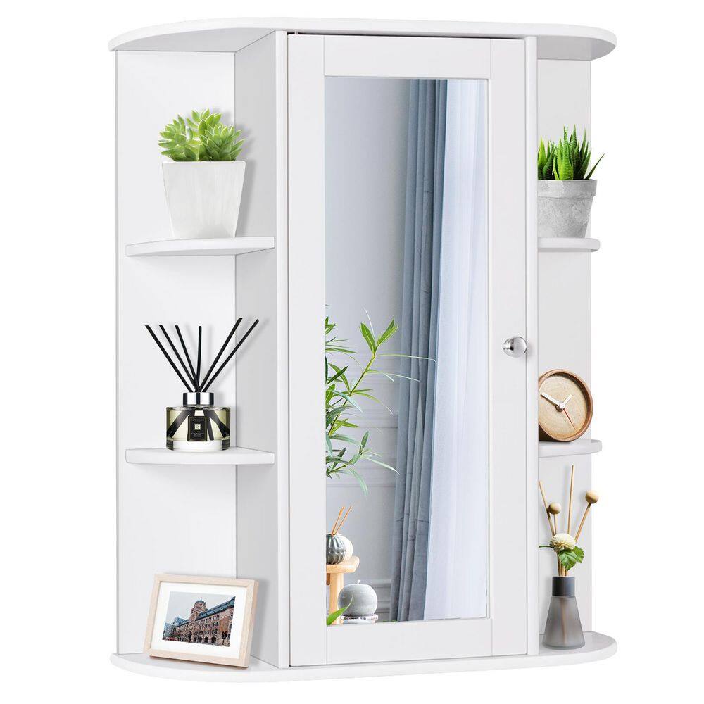 23.5 in. W x 28 in. H Rectangular White MDF Surface Mount Medicine Cabinet with Mirror and Open Shelf price history on PriceWatchPro