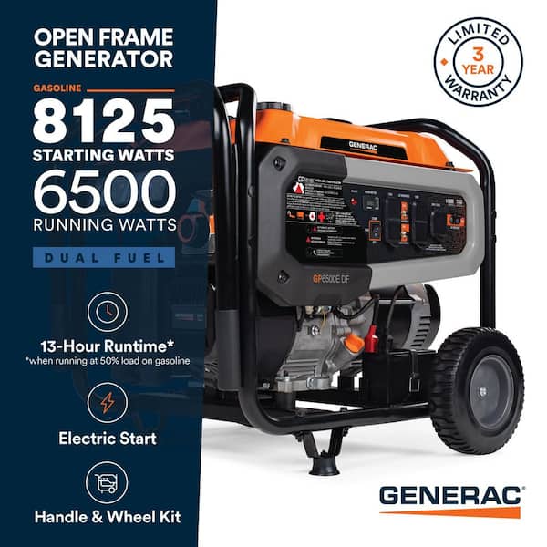 8125/6500-Watt Dual Fuel Portable Generator, Easy-To-Use Electric Start