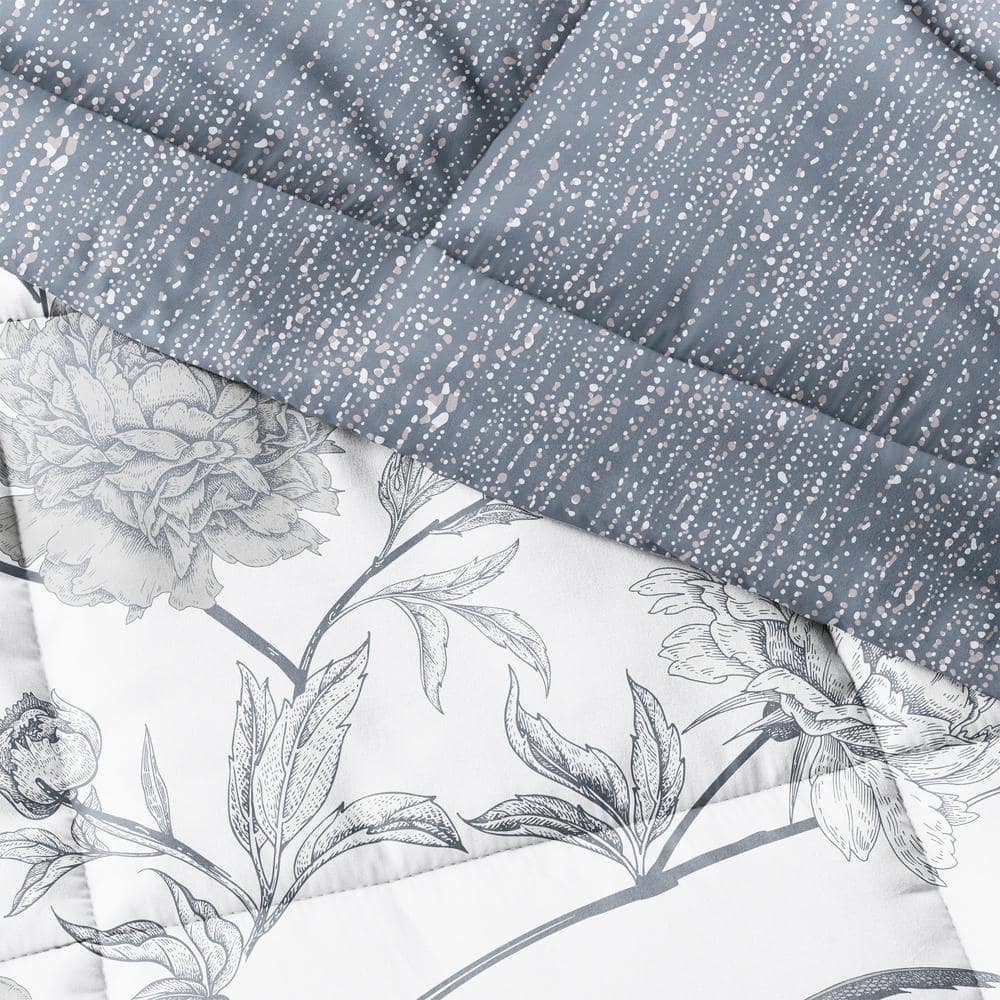 Light Blue Twin Reversible Down Alternative Microfiber Comforter Set