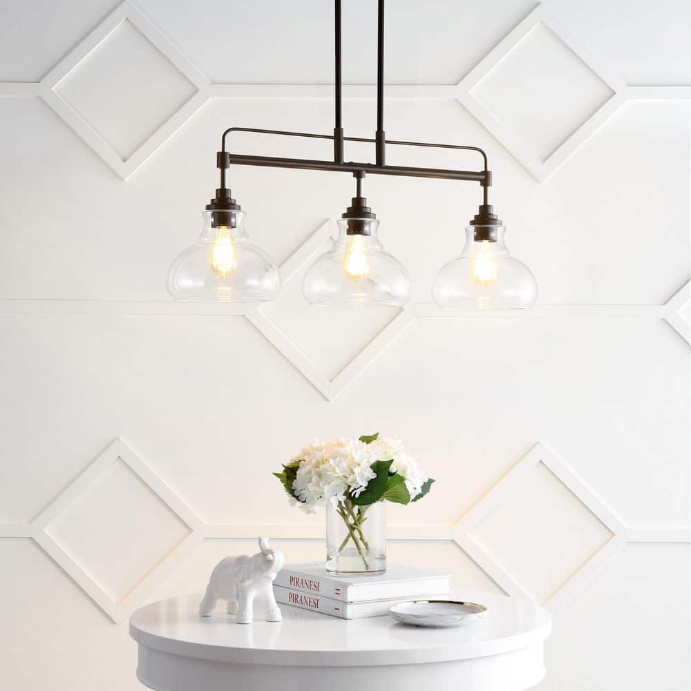Marlowe 32.5" Oil-Rubbed Bronze 3-Light Industrial Farmhouse LED Pendant