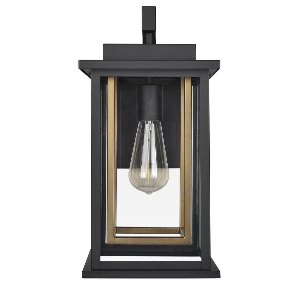 Hayward Classic Black and Clear Glass Lantern Wall Sconce