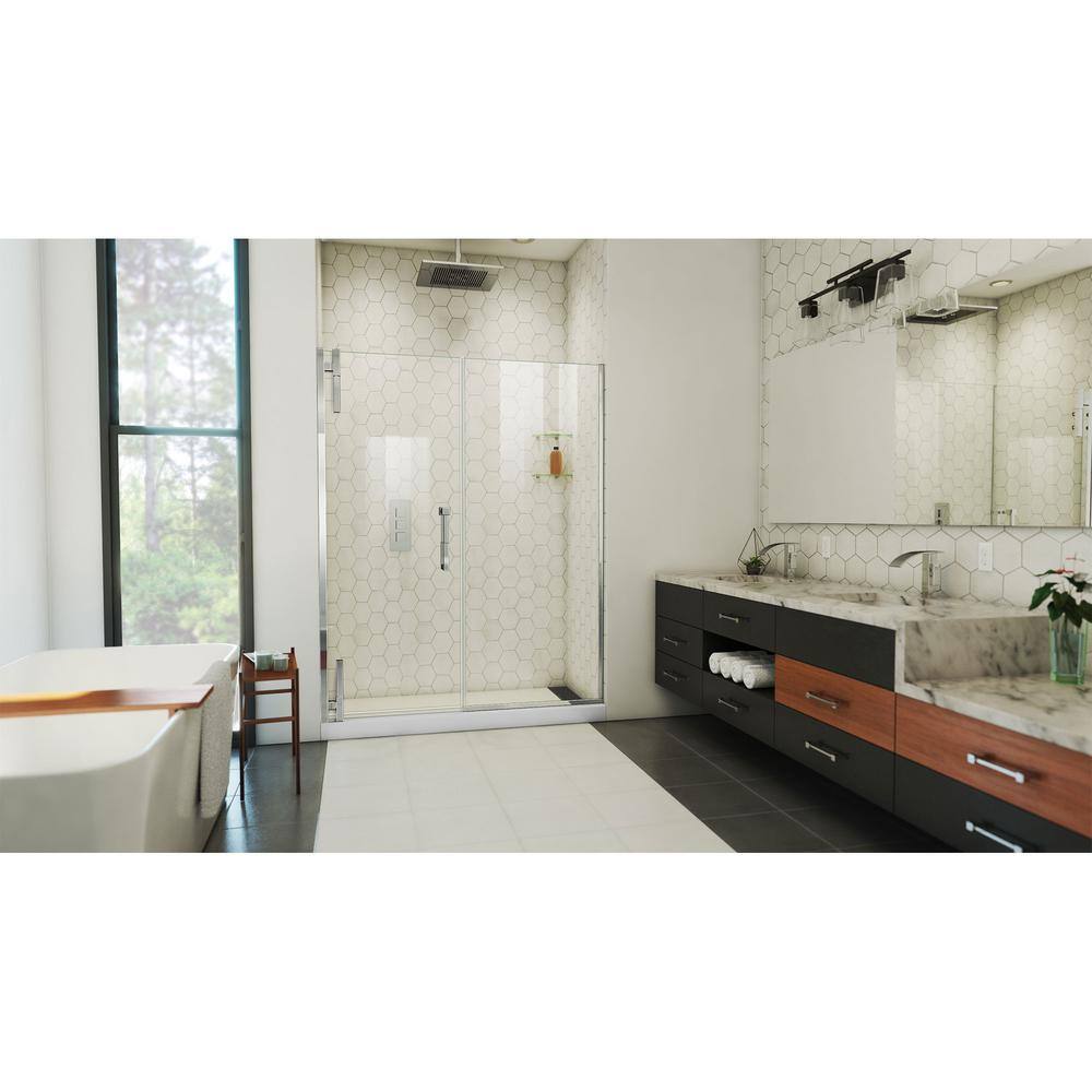 Ascend Frameless Chrome Pivot Shower Door, 56-57 in. W x 72 in. H