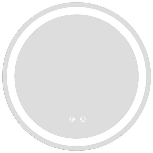 20 in. W x 20 in. H Round Frameless LED Mirror with Light