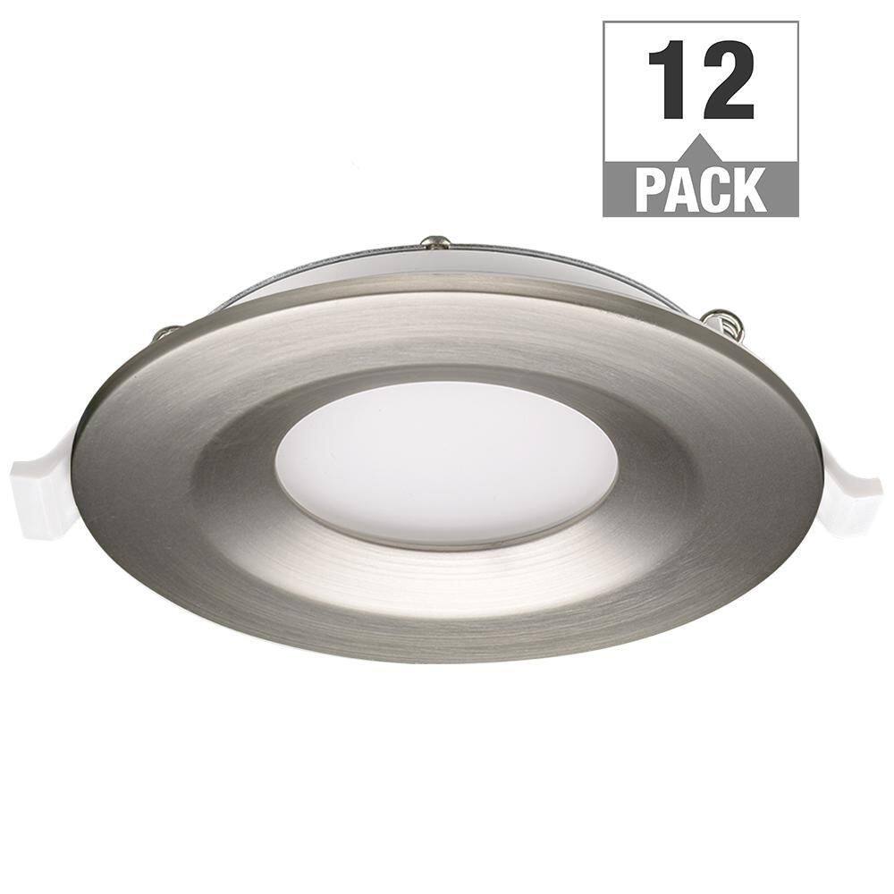 3 in. Canless Integrated LED Recessed Light Brushed Nickel Trim Kit 550 Lum