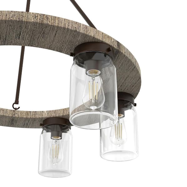 Hunter - Devon Park 6 Light Onyx Bengal Circular Chandelier with Clear Glass Shades Kitchen Light