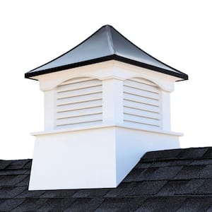 22 in. x 22 in. x 29 in. Coventry Vinyl Cupola with Black Aluminum Roof